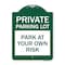 Signmission Designer Series Sign-Private Parking Lot, Green & White Aluminum Sign, 18" x 24", GW-1824-23266 A-DES-GW-1824-23266 - alternate 1